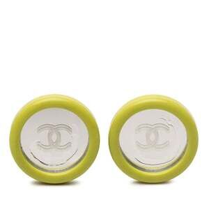 CHANEL Green Logo Earrings